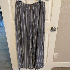 Blue & White Striped Beach Pants